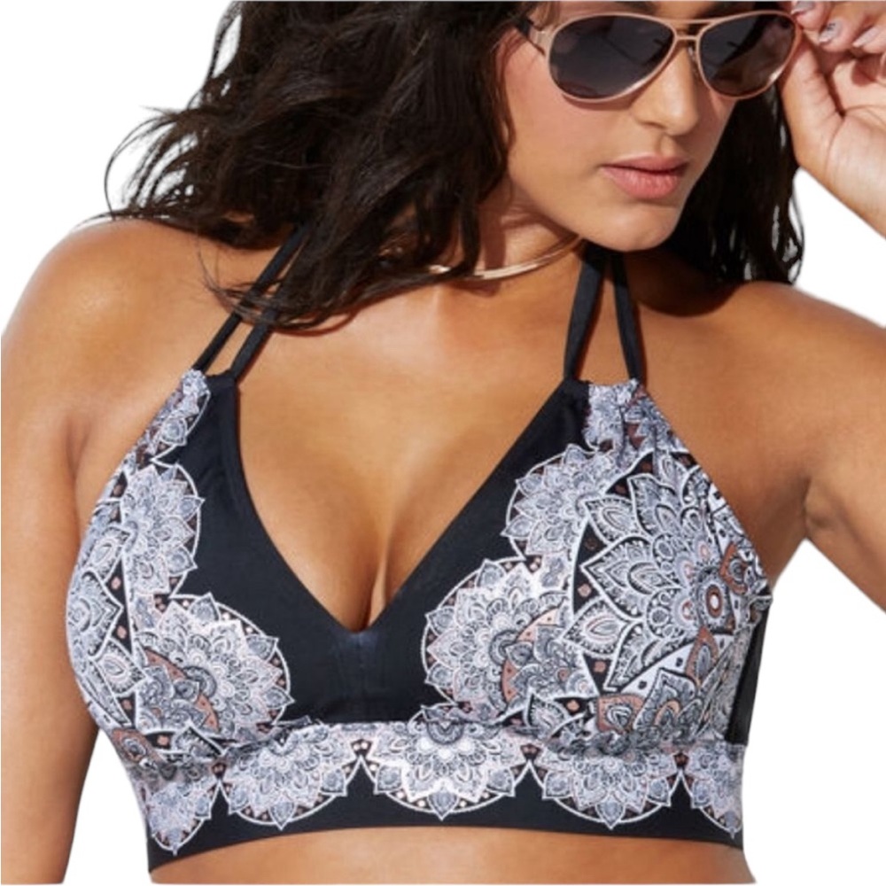 Swimsuits For All Black and White Bikini Top